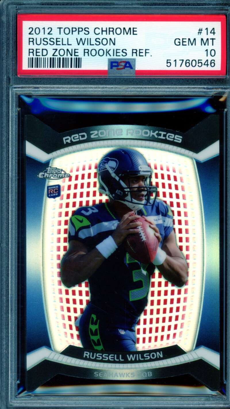 Russell Wilson Rookie Card 2012 Topps Chrome Red Zone Refractor #14 PSA 10 Image 1