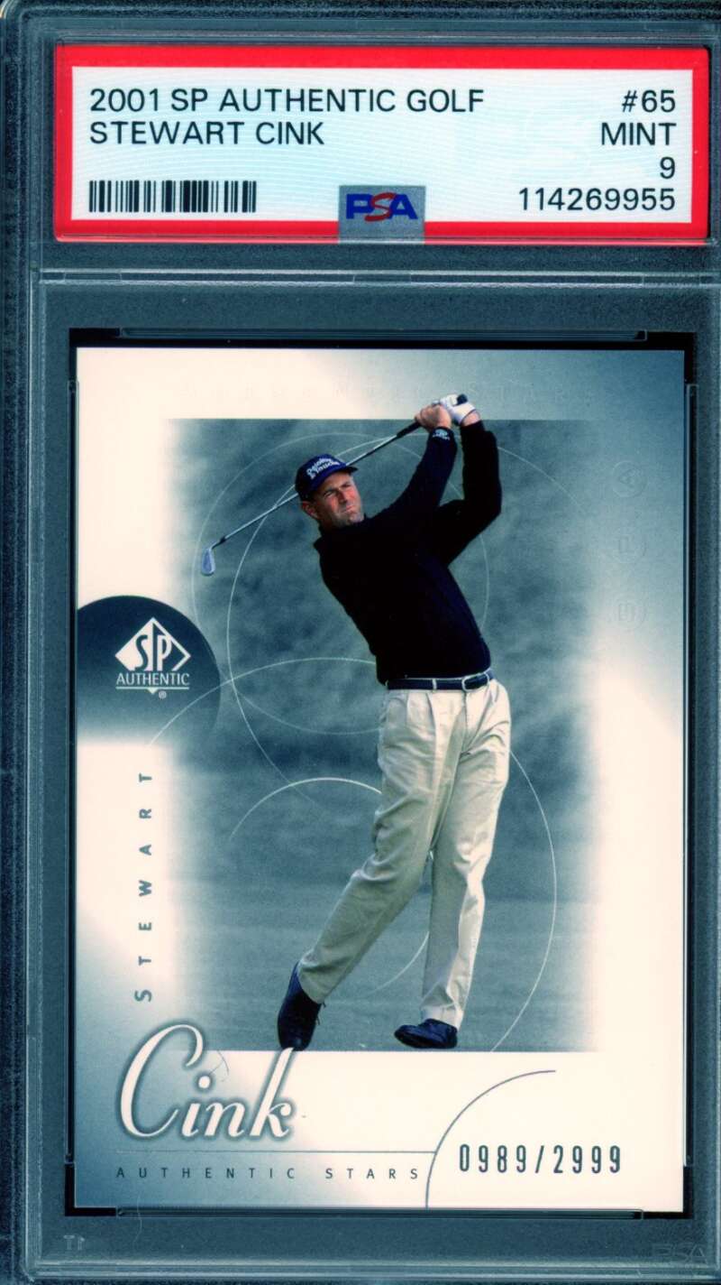 Stewart Cink Rookie Card 2001 SP Authentic Golf (pop 3) #65 PSA 9 Image 1