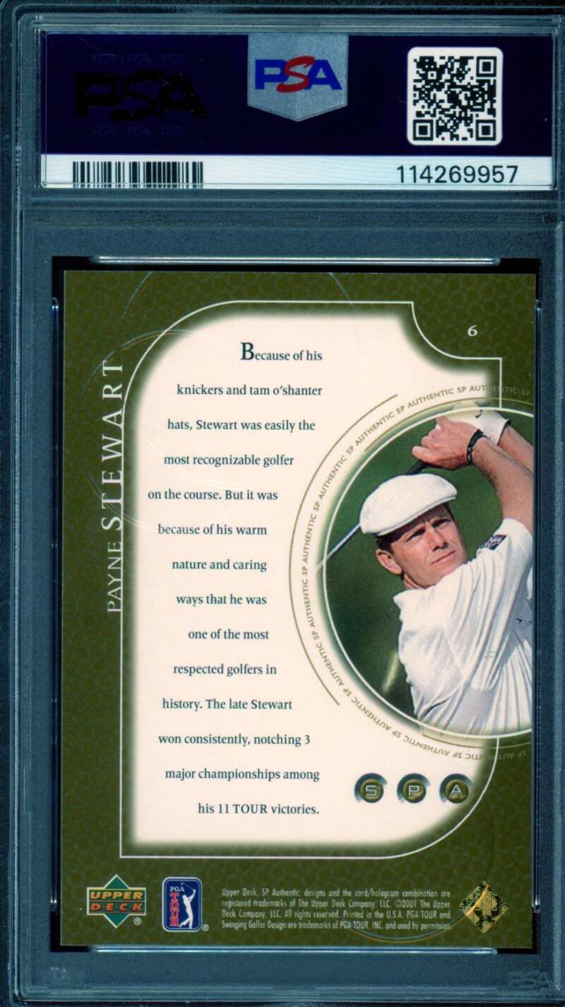 Payne Stewart Card 2001 SP Authentic Golf Gold (pop 8) #6 PSA 9 Image 2