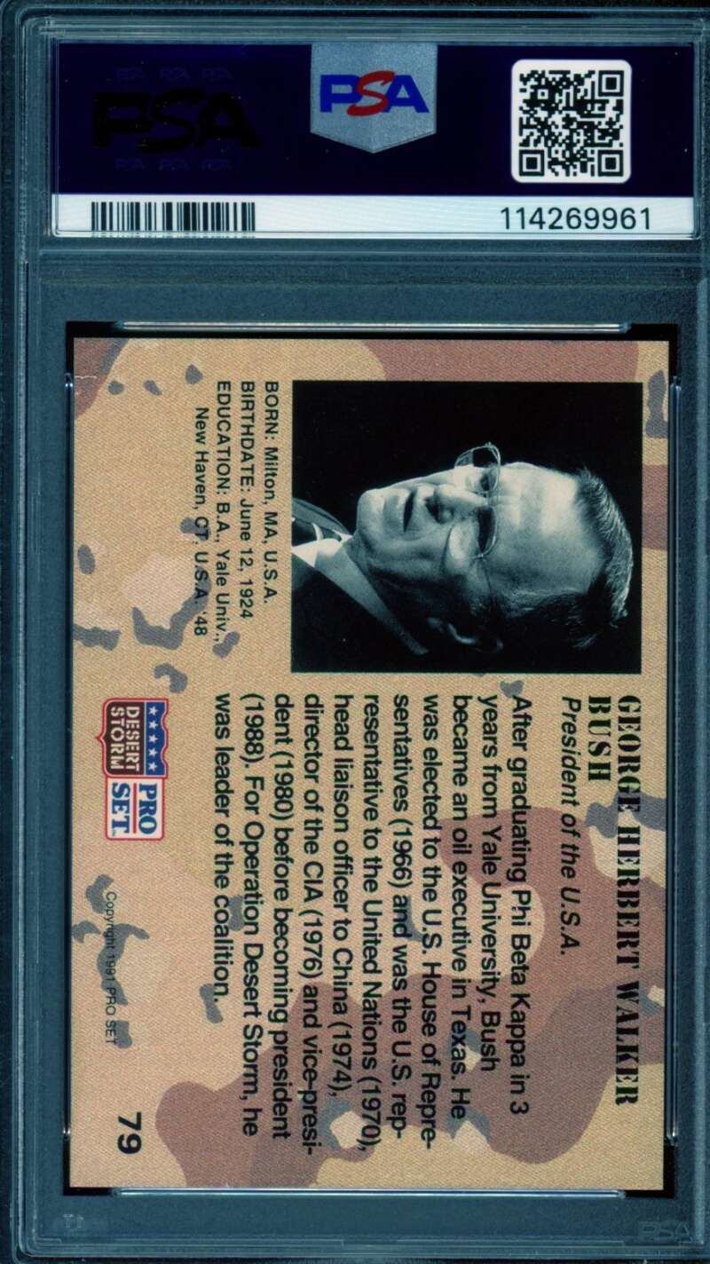 George H.W. Bush Card 1991 Pro Set #79 PSA 9 Image 2