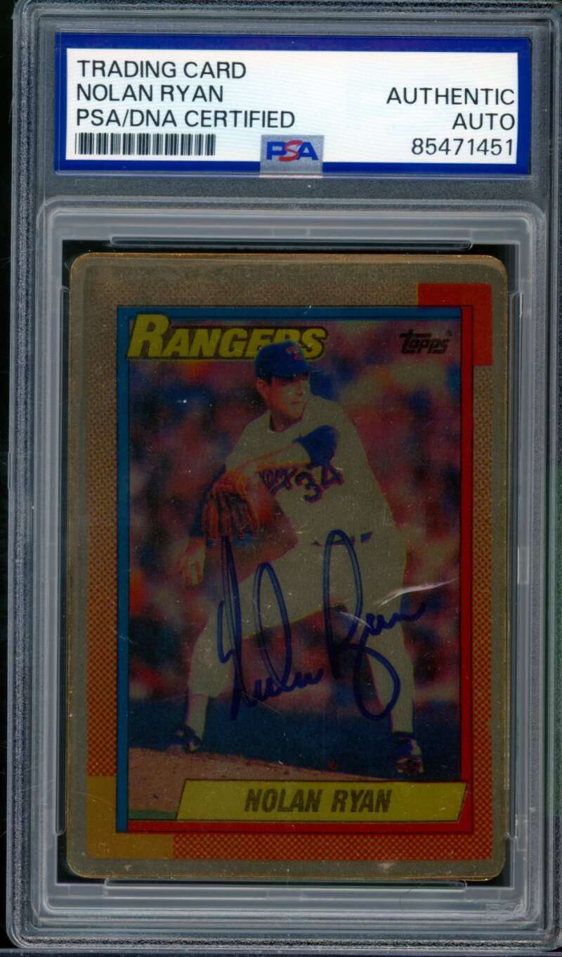 Nolan Ryan Card 1990 Topps Porcelain Autograph #1 PSA/DNA Authentic Auto Image 1