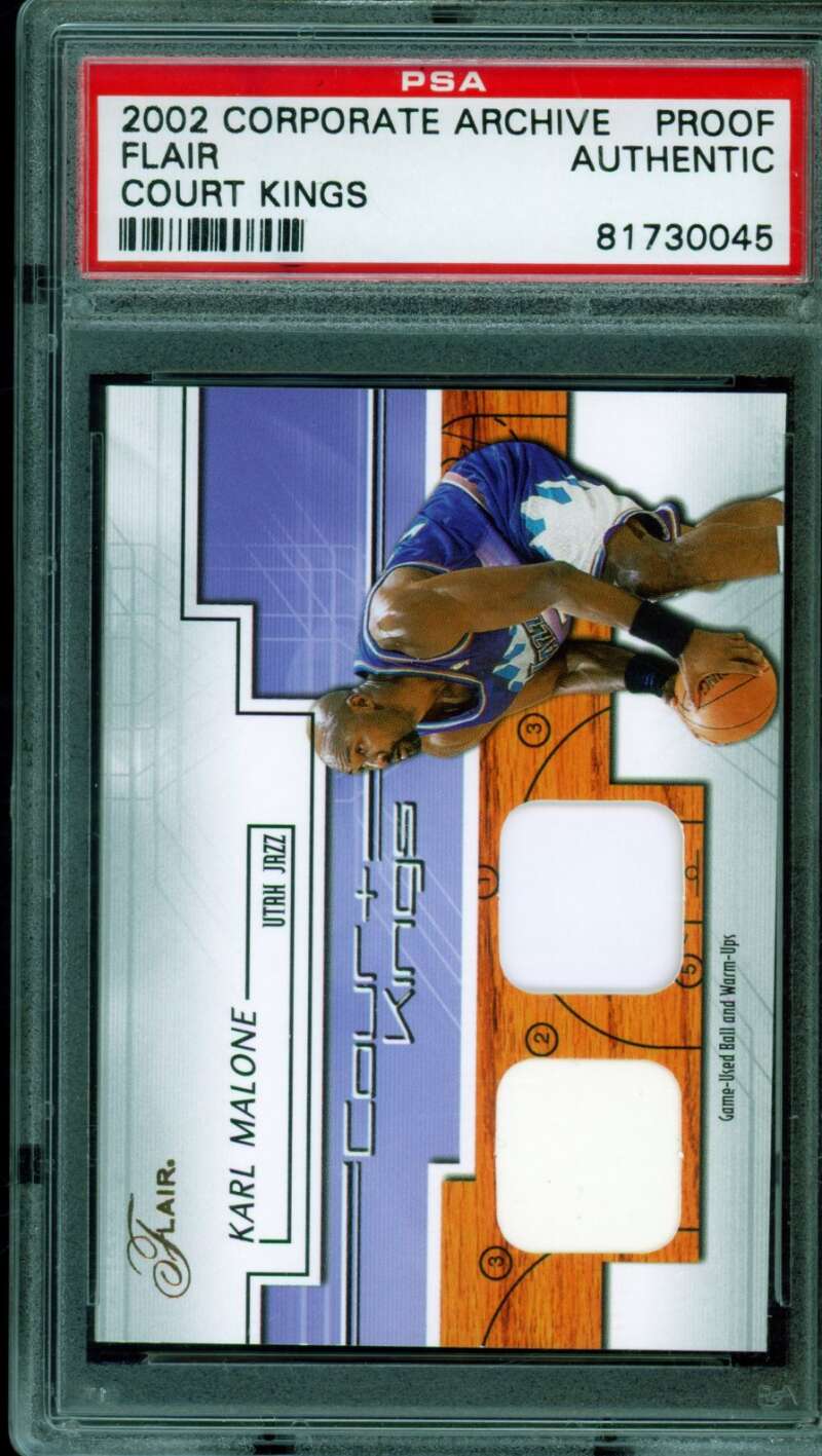 Karl Malone 2002-03 Corporate Archive Proof Flair Court Kings #nno PSA Authentic Image 1