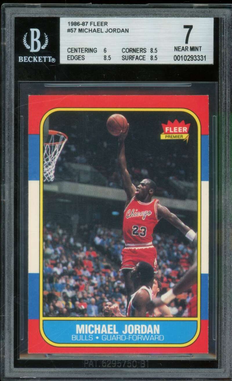 Michael Jordan Rookie Card 1986-87 Fleer #57 BGS 7 Image 1