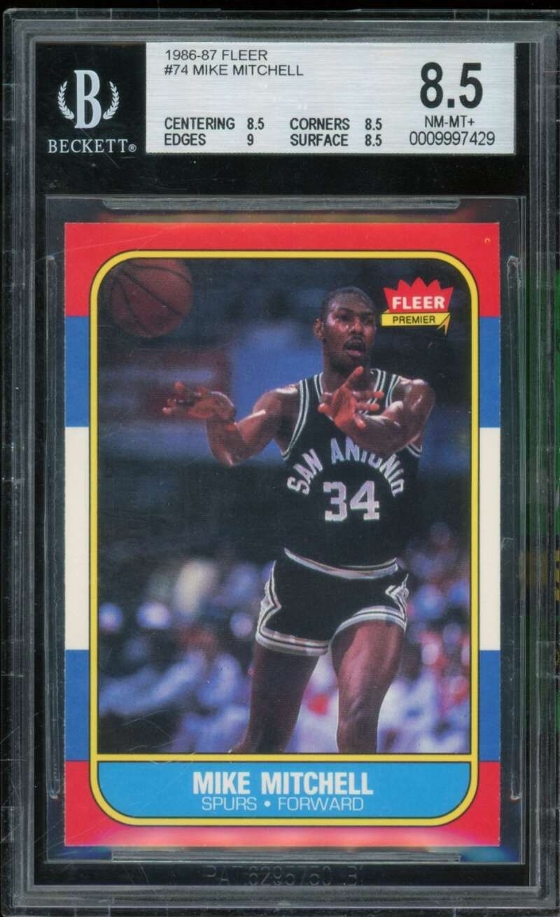Mike Mitchell Card 1986-87 Fleer #74 BGS 8.5 Image 1