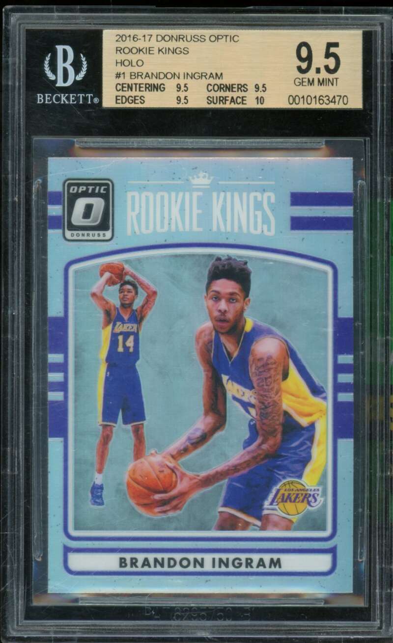 Brandon Ingram Card 2016-17 Donruss Optic Rookie Kings Holo (pop 10) #1 BGS 9.5 Image 1