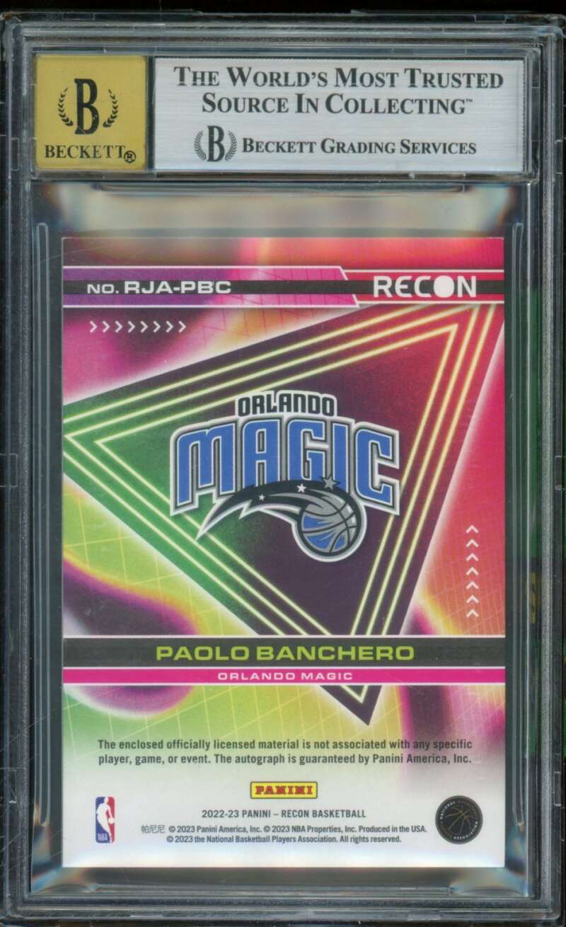 Paolo Banchero 2022-23 Panini Recon Rookie Jersey Auto Green (4/5) #31 BGS 8.5 Image 2