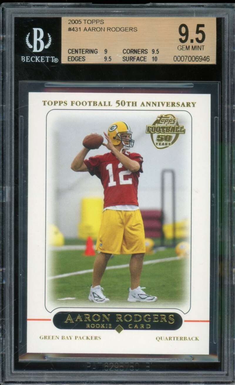 Aaron Rodgers Rookie Card 2005 Topps #431 BGS 9.5 Image 1