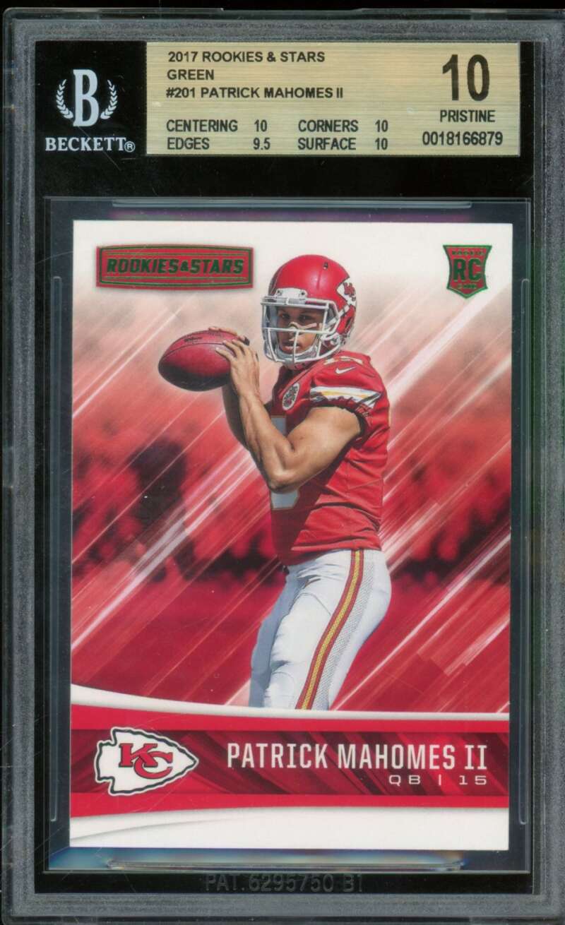 Patrick Mahomes Card 2017 Rookies Stars Green (pop 2) #201 (PRISTINE) BGS 10 Image 1