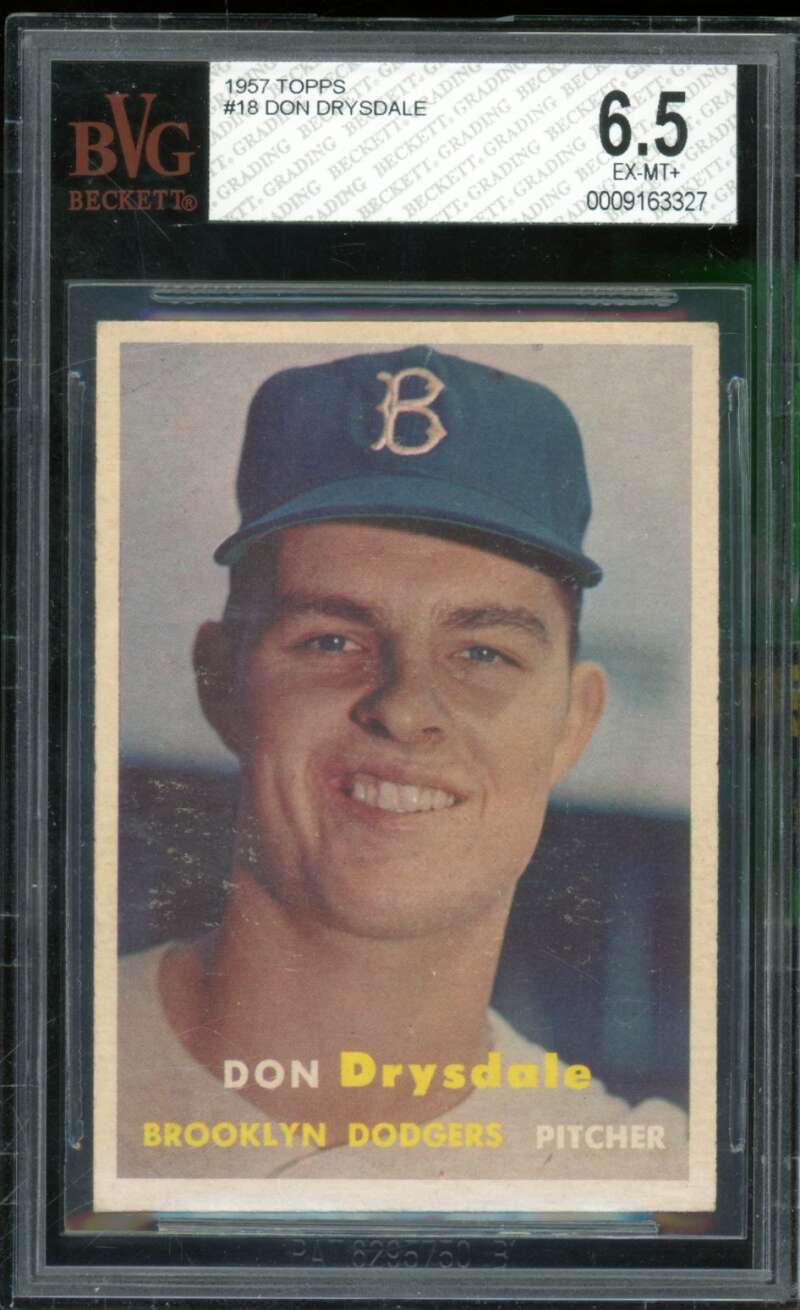 Don Drysdale Rookie Card 1957 Topps #18 BGS BVG 6.5 Image 1