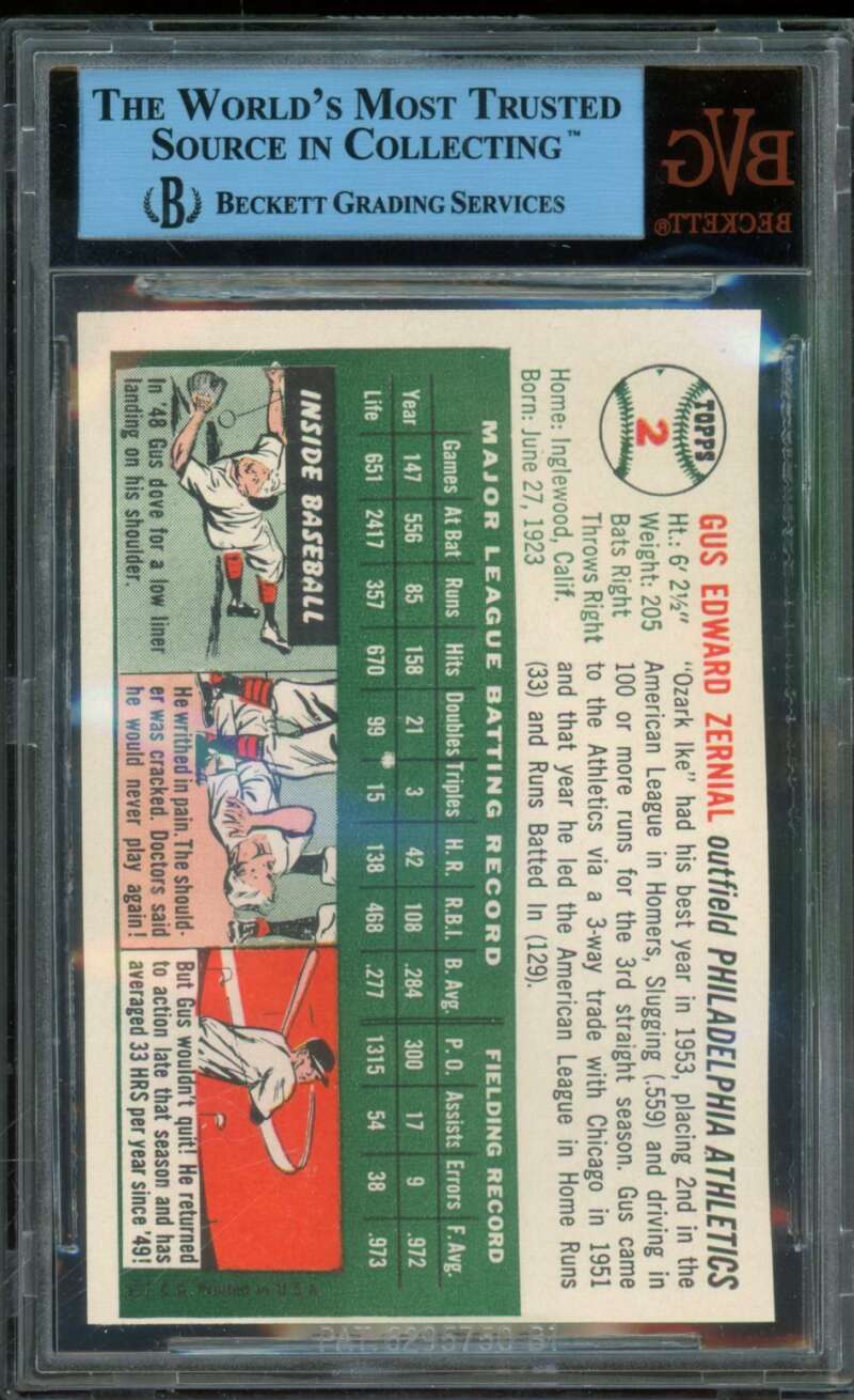 Gus Zernial Card 1954 SI Magazine Cut From Paper Insert #2 BGS BVG Authentic Image 2