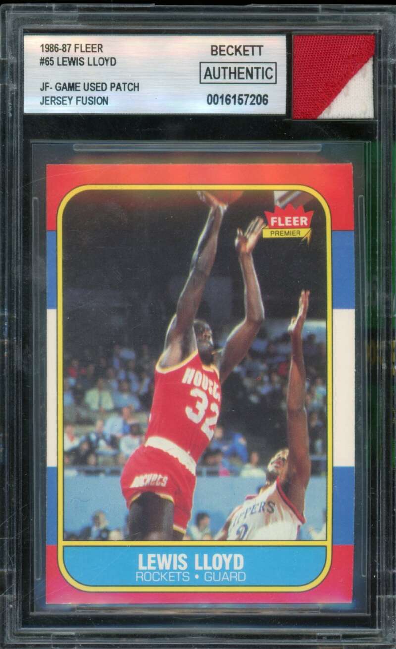 Lewis Lloyd Card 1986-87 Fleer Game used Patch Jersion Fusion #65 BGS Authentic Image 1