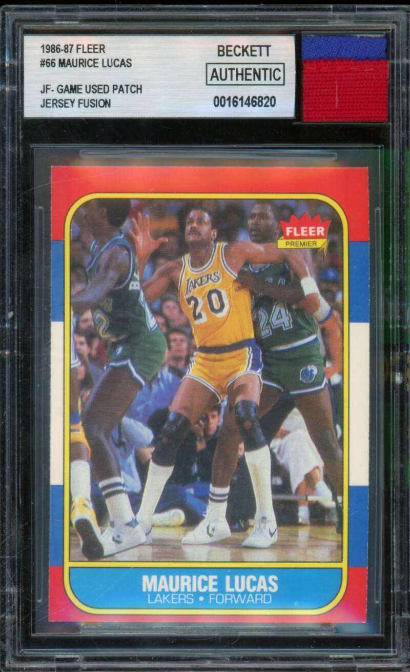 Maurice Lucas 1986-87 Fleer Game used Patch Jersion Fusion #66 BGS Authentic Image 1