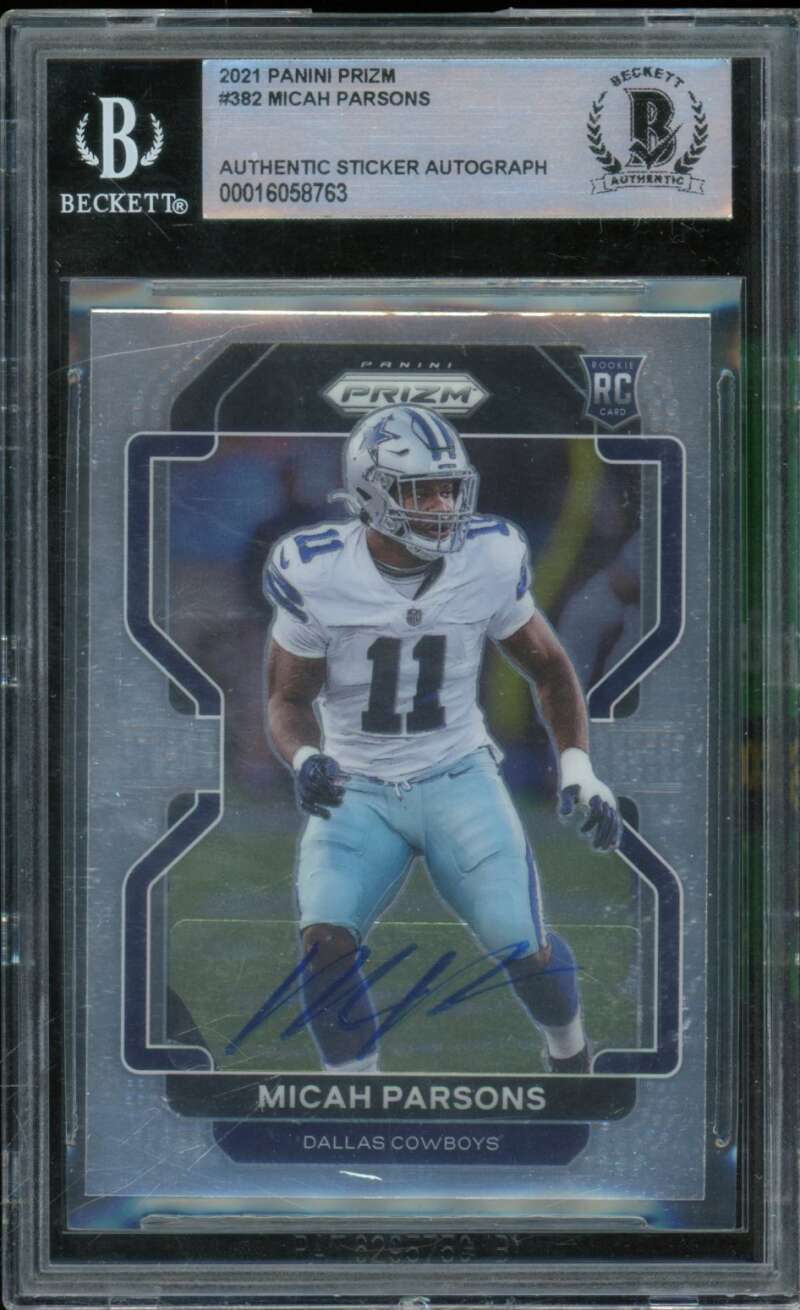 Micah Parsons Rookie Card 2021 Panini Prizm #382 BGS Authentic Autograph Image 1