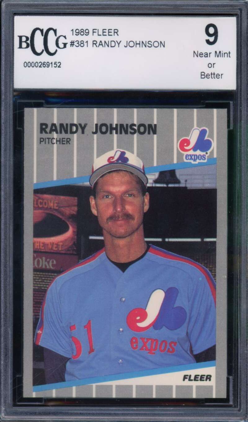 Randy Johnson Rookie Card 1989 Fleer #381 BGS BCCG 9 Image 1