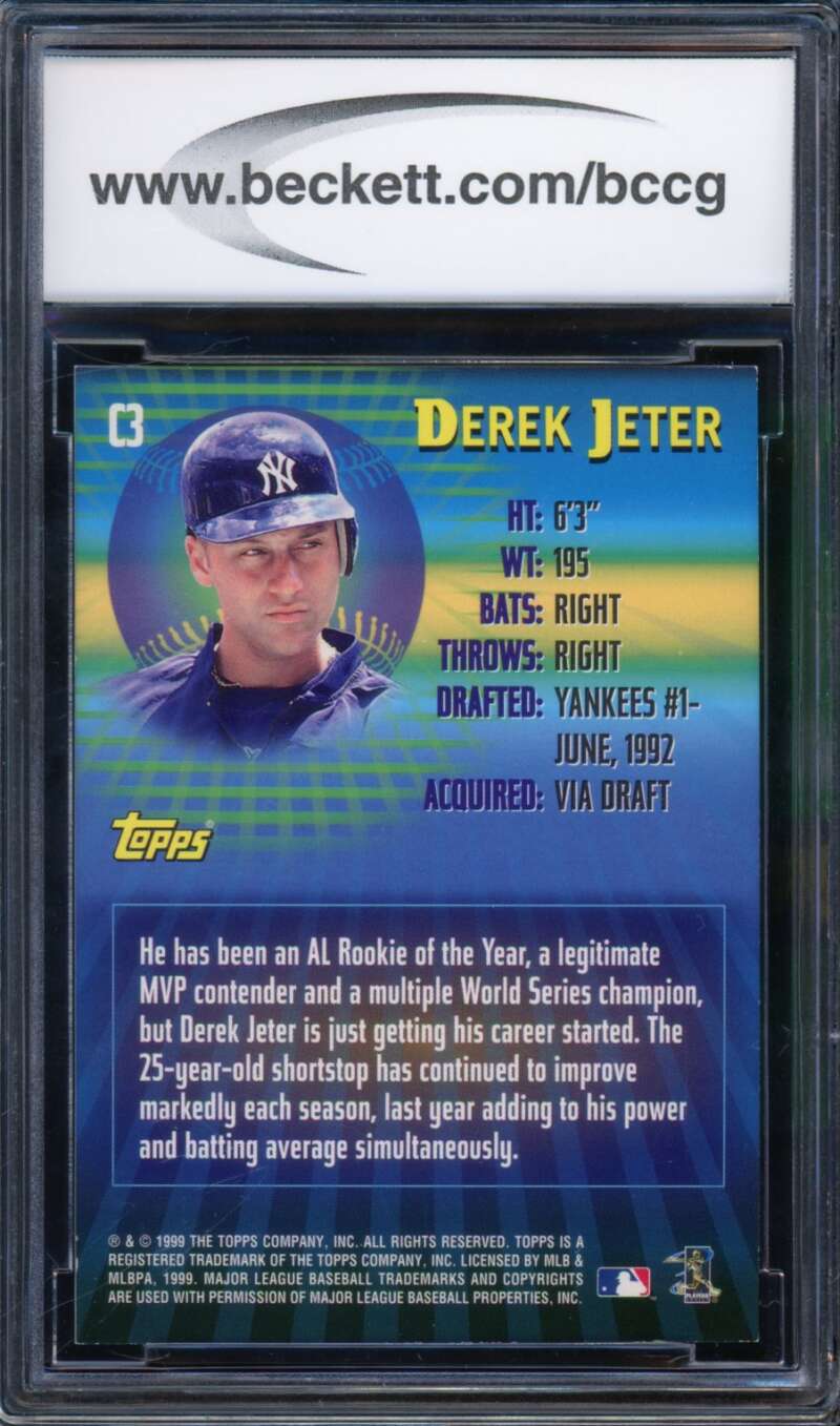 Derek Jeter Card 2000 Topps 21St Century Topps #C3 BGS BCCG 10 Image 2