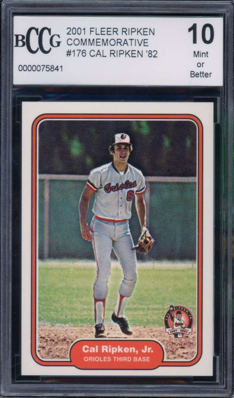 Cal Ripken Jr. Rookie Card 2001 Fleer Commemorative 82 #176 BGS BCCG 10 Image 1