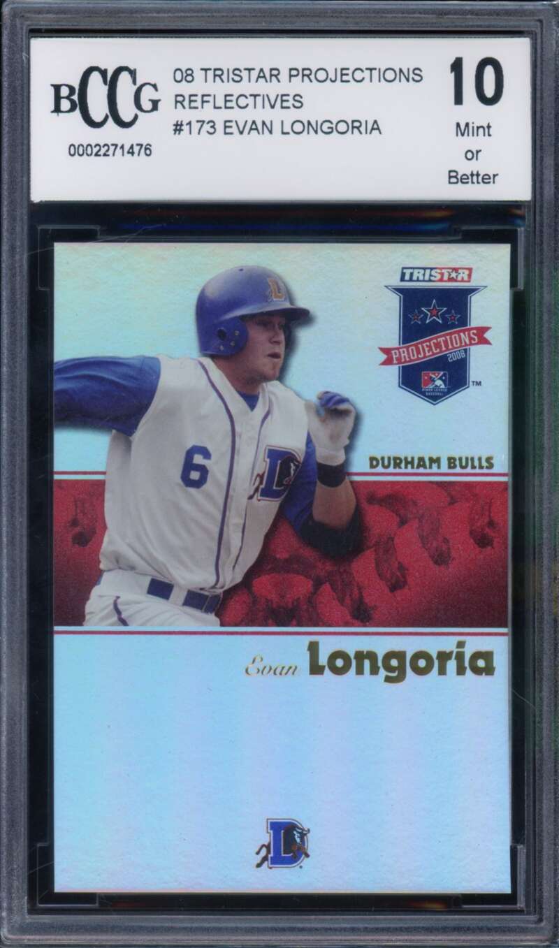 Evan Longoria Rookie Card 2008 Tristar Projections Reflectives #173 BGS BCCG 10 Image 1