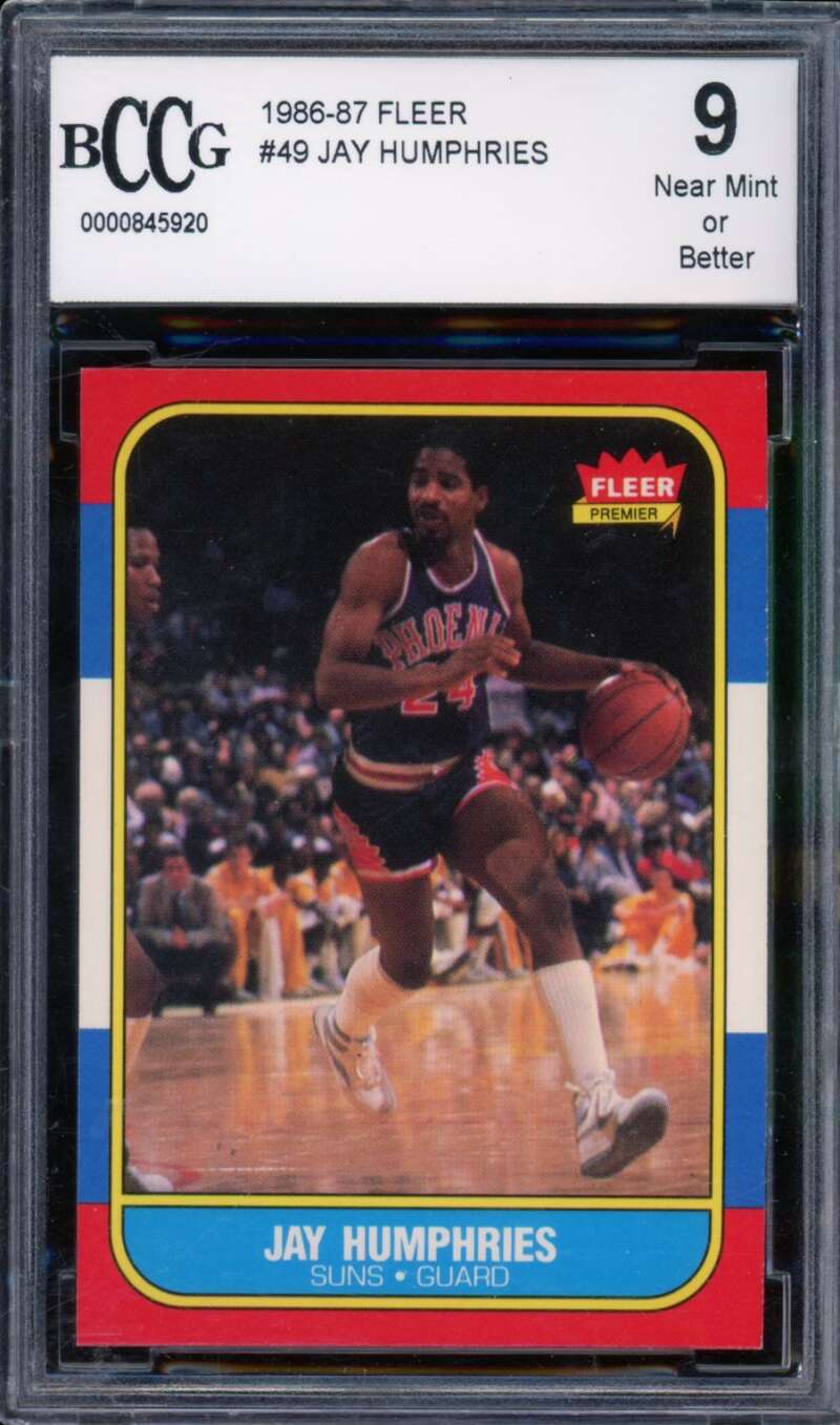 Jay Humphries Rookie Card 1986-87 Fleer #49 BGS BCCG 9 Image 1