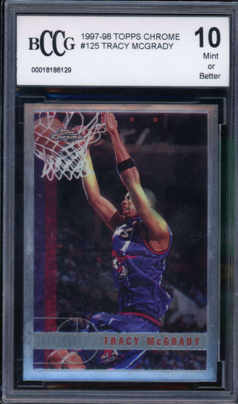 Tracy McGrady Rookie Card 1997-98 Topps Chrome #125 BGS BCCG 10 Image 1