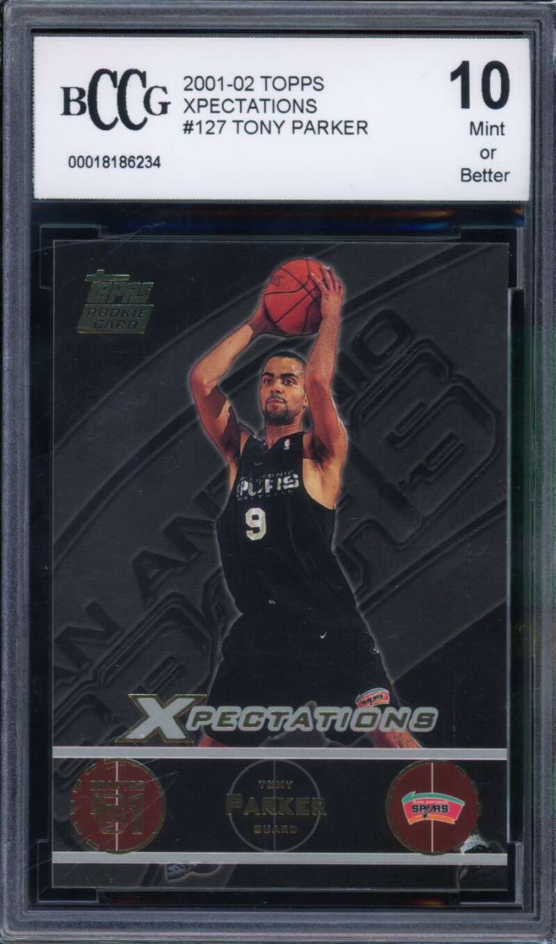 Tony Parker Rookie Card 2001-02 Topps Xpectations #127 BGS BCCG 10 Image 1
