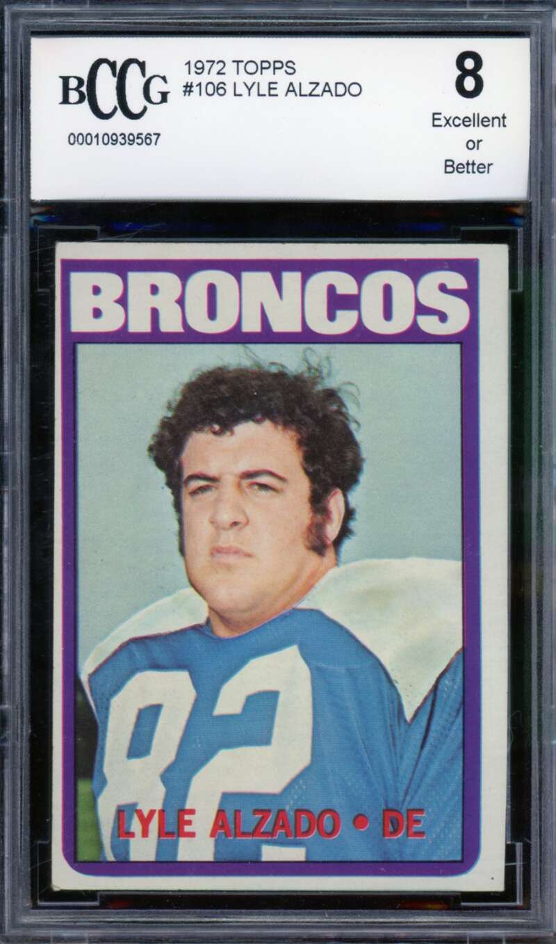 Lyle Alzado Rookie Card 1972 Topps #106 BGS BCCG 8 Image 1