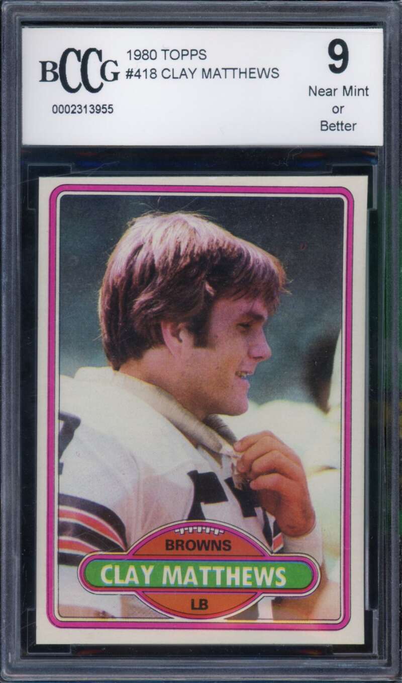Clay Matthews Rookie Card 1980 Topps #418 BGS BCCG 9 Image 1