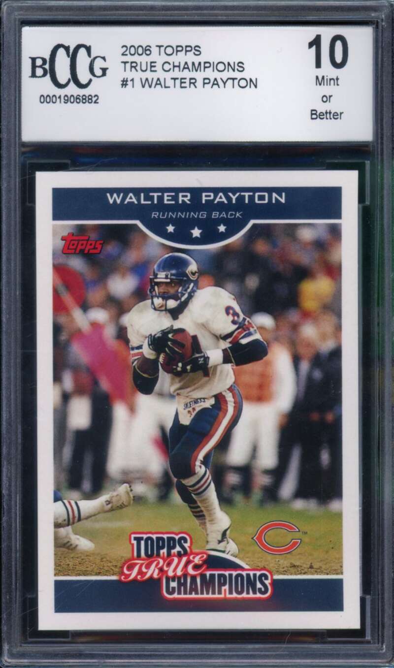 Walter Payton Card 2006 Topps True Champions #1 BGS BCCG 10 Image 1