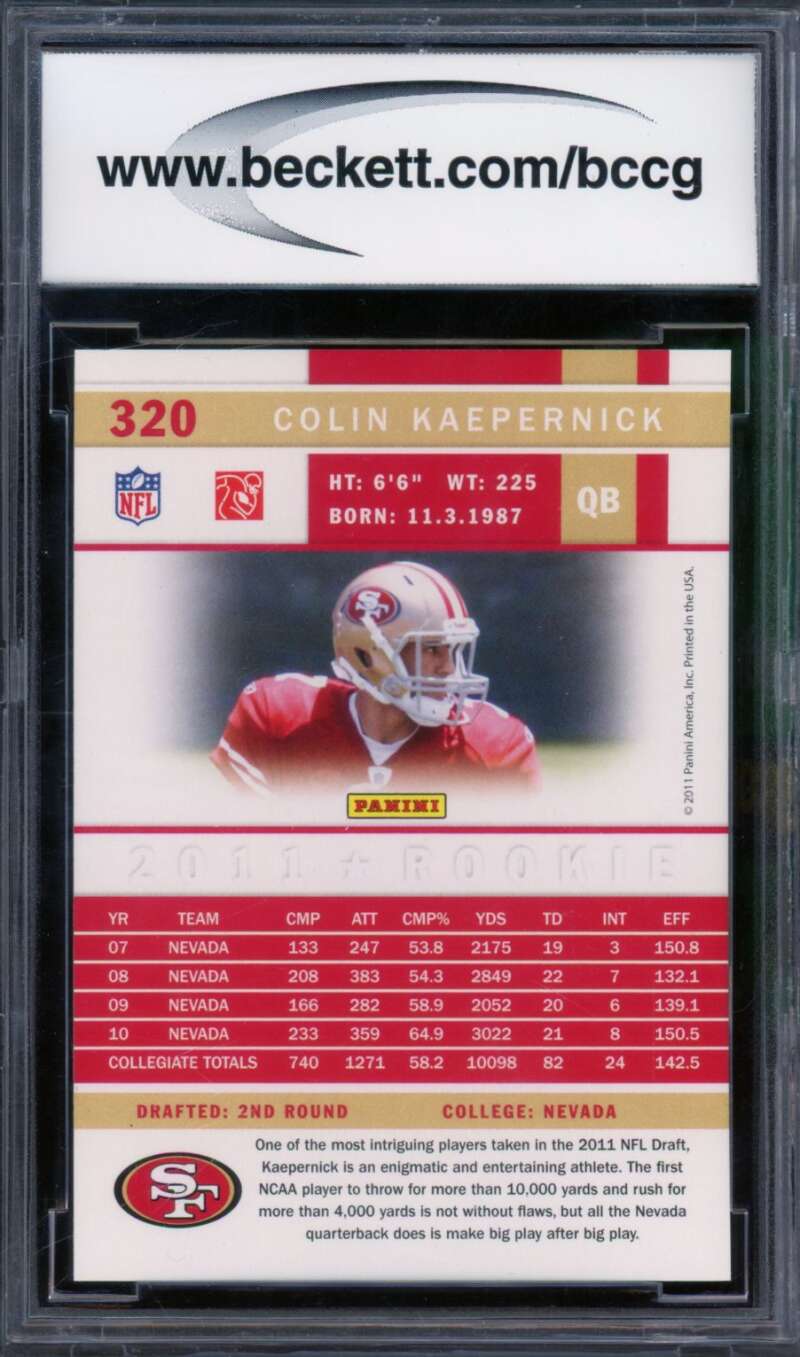 Colin Kaepernick Rookie Card 2011 Score #320A BGS BCCG 10 Image 2