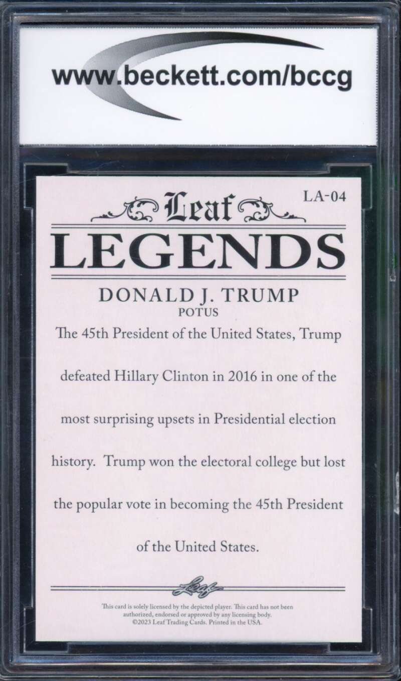 Donald J. Trump Card 2023 Leaf Special Release #La04 BGS BCCG 10 Image 2