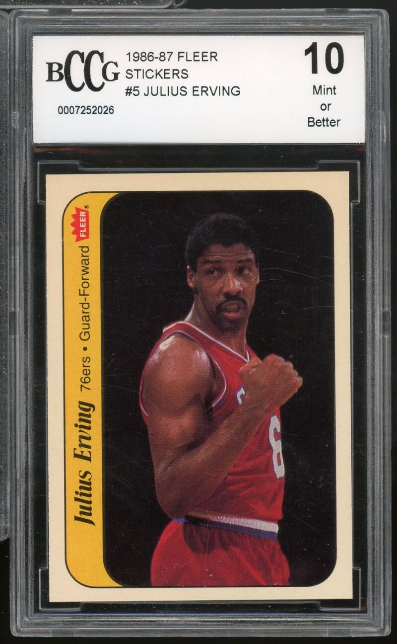 1986-87 Fleer Stickers #5 Julius Erving Card BGS BCCG 10 Mint+ Image 1