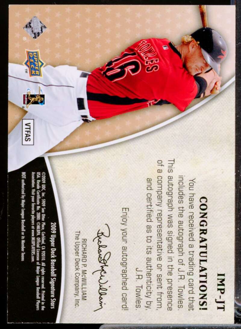 J.R. Towles 2009 Upper Deck Signature Stars Impression Autograph Signatures #JT  Image 2