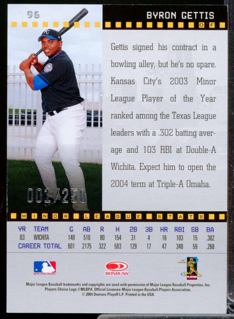 Byron Gettis /250 Card 2004 Donruss Studio Private Signings Silver #96  Image 2