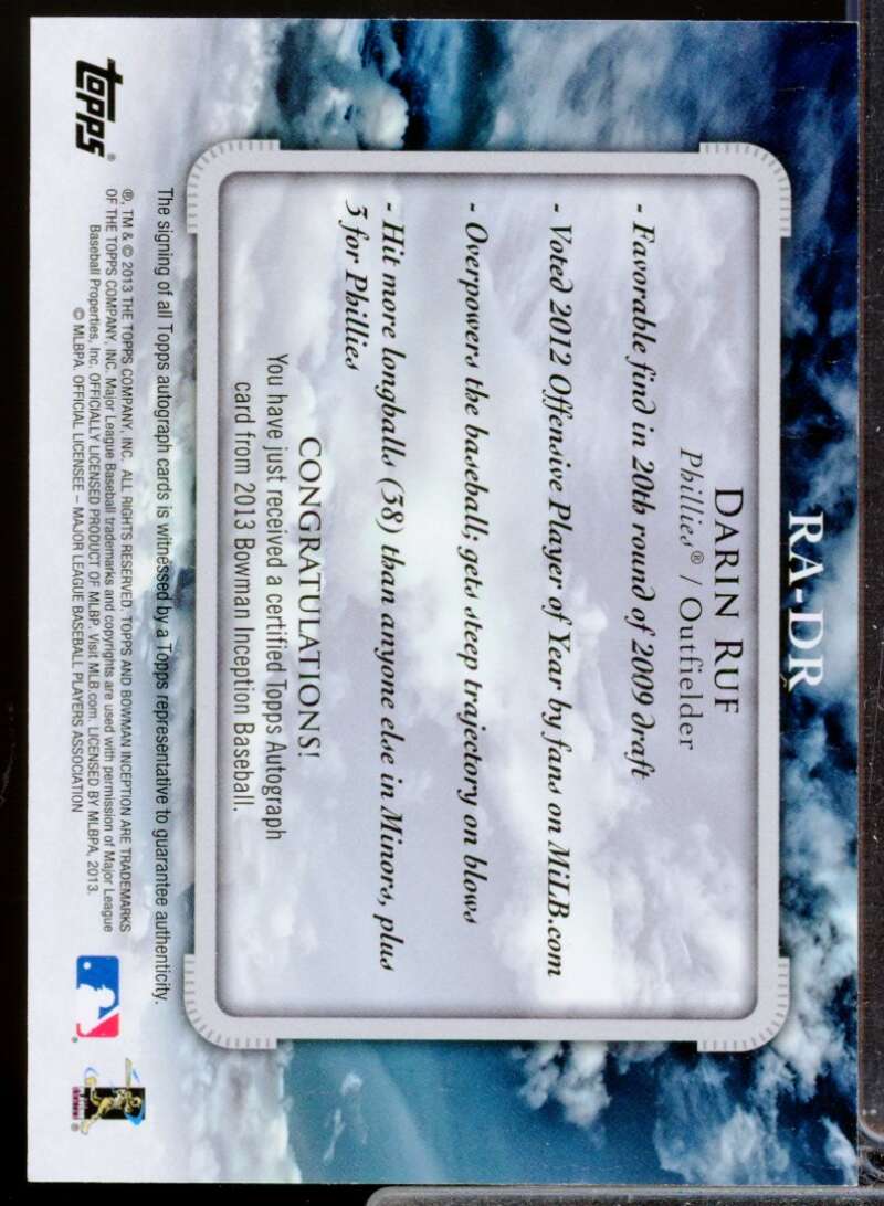 Darin Ruf Card 2013 Bowman Inception Rookie Autographs #DR  Image 2
