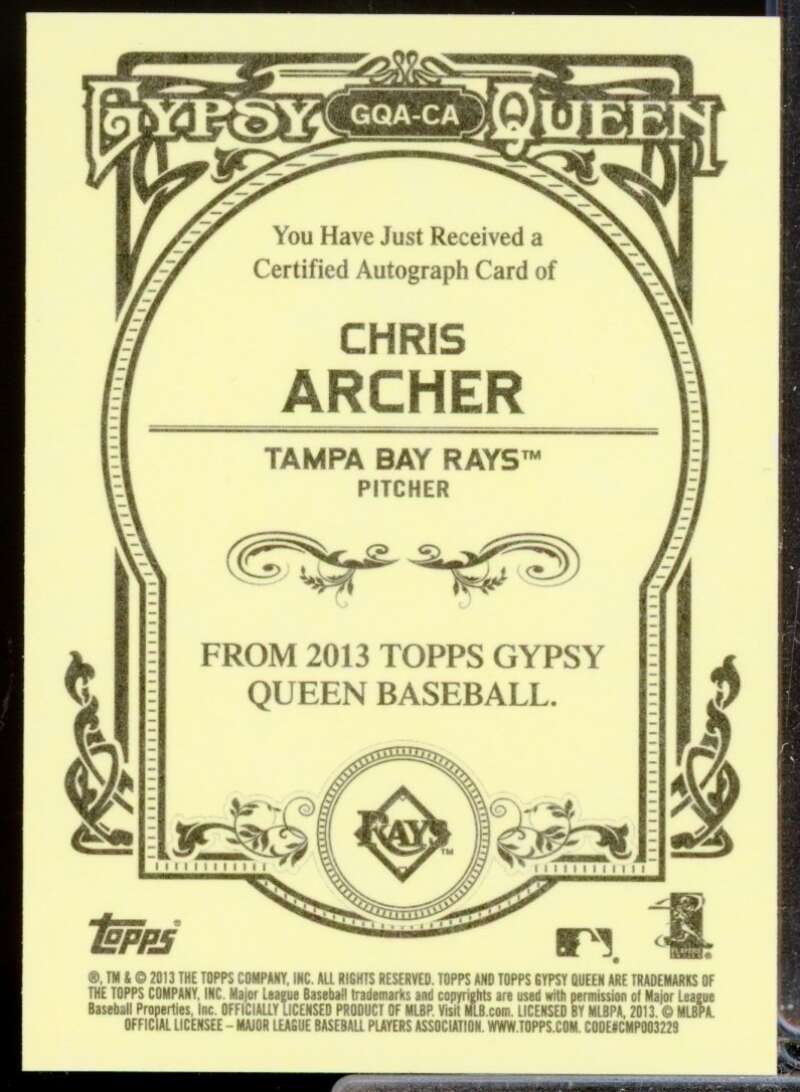 Chris Archer Card 2013 Topps Gypsy Queen Autographs #CA  Image 2