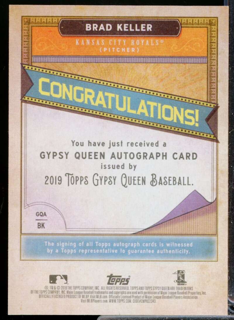 Brad Keller Card 2019 Topps Gypsy Queen Rookie Autographs #GQABK  Image 2