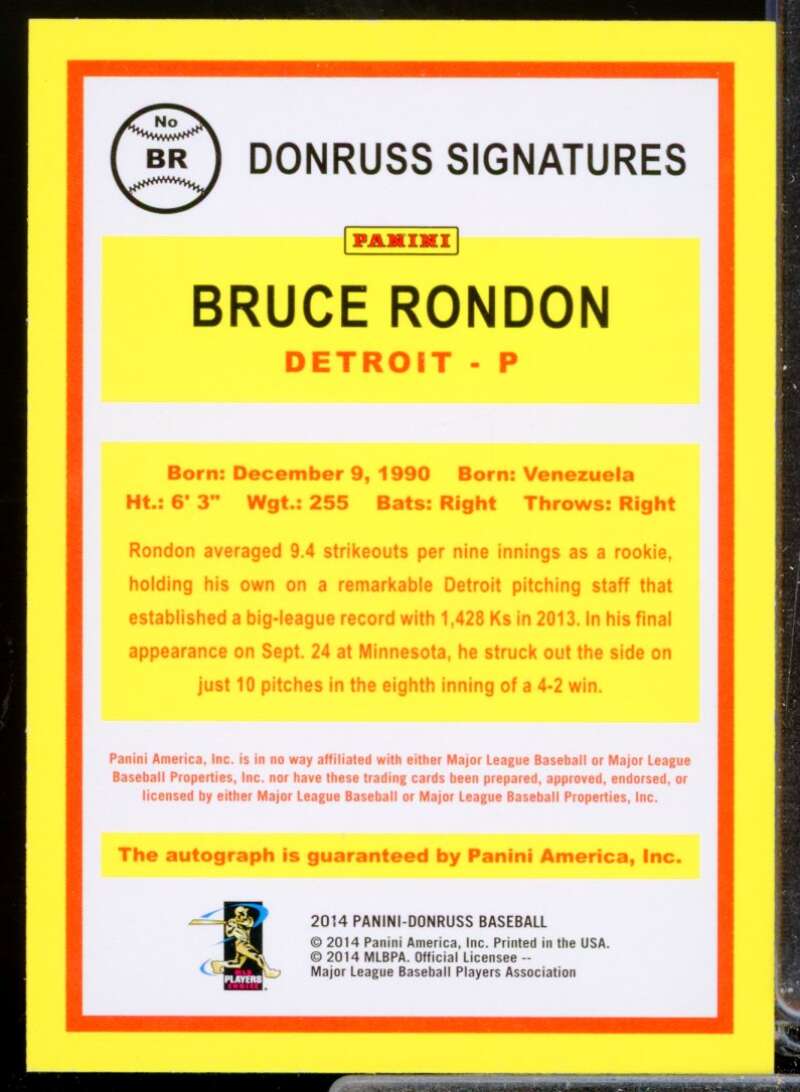 Bruce Rondon Card 2014 Donruss Signatures Autograph #24  Image 2
