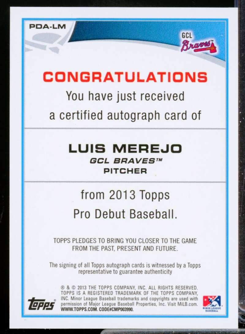 Luis Merejo Card 2013 Topps Pro Debut Autographs #LM  Image 2