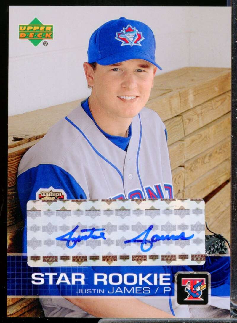 Justin James Card 2003 Upper Deck Prospect Premieres Autographs #P40  Image 1