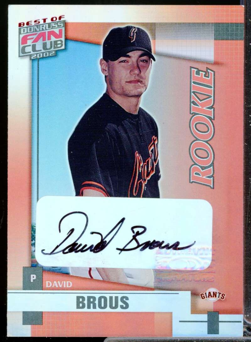 David Brous Card 2002 Donruss Best of Fan Club Autographs #217  Image 1