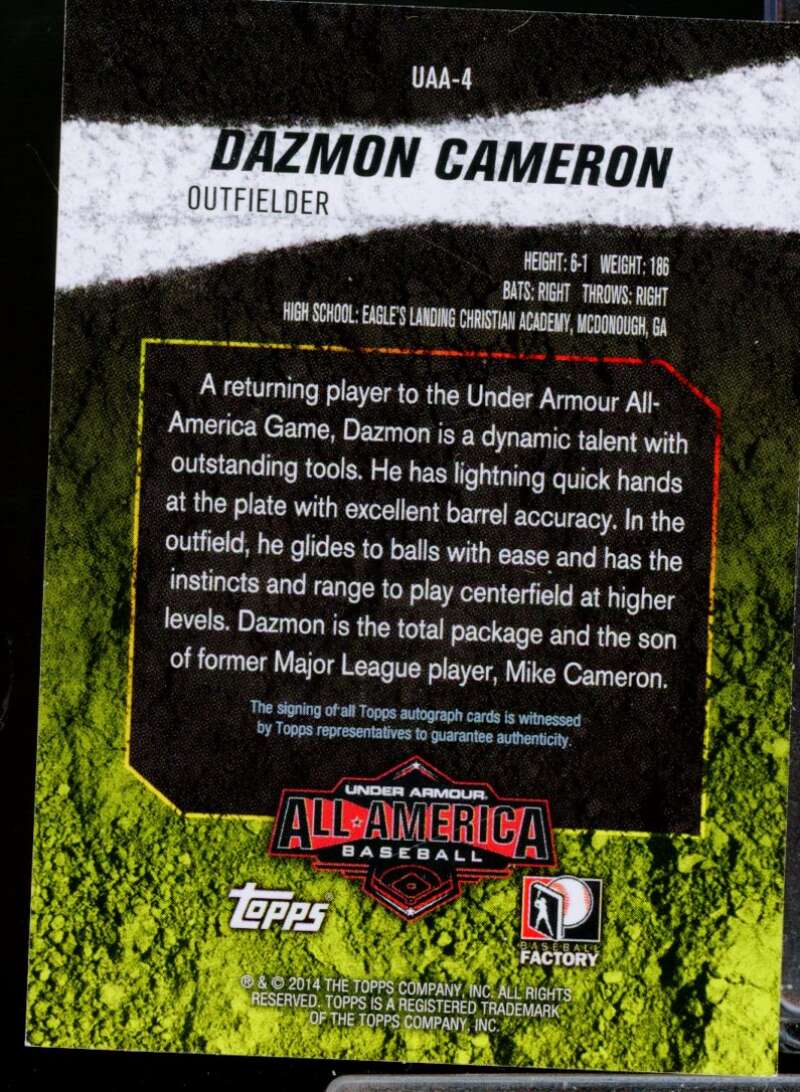 Dazmon Cameron /225 Card 2014 Bowman Under Armour All-American Autographs #UAA4  Image 2