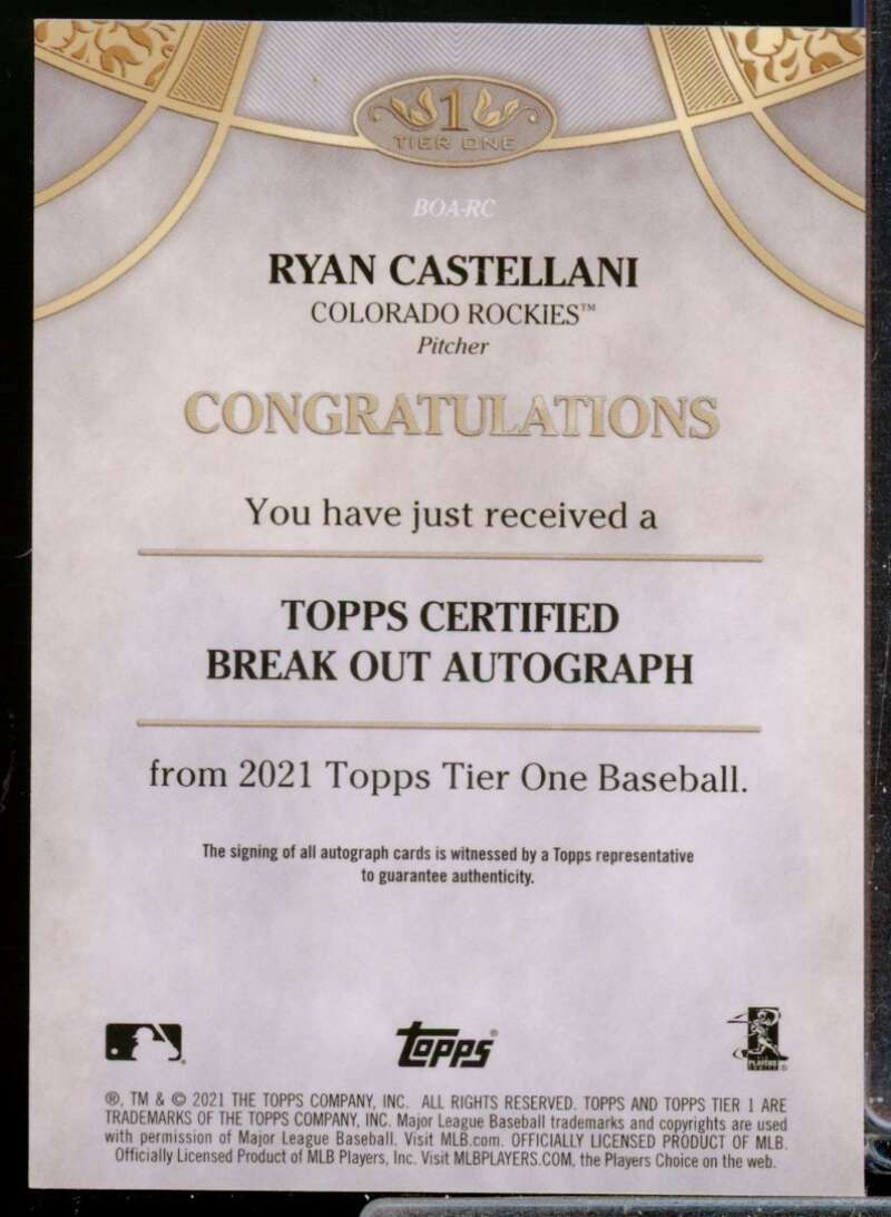Ryan Castellani /300 2021 Topps Tier One Break Out Rookie Autographs #BOARC  Image 2