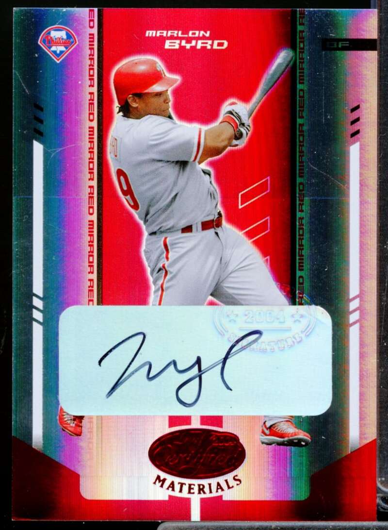 Marlon Byrd /250 Card 2004 Leaf Certified Materials Mirror Autograph Red #135  Image 1