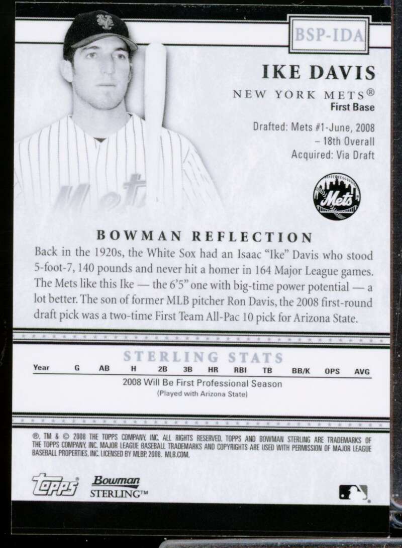 Ike Davis Card 2008 Bowman Sterling Prospects Autograph #IDA  Image 2