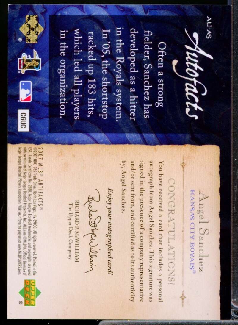 Angel Sanchez Card 2007 Artifacts Autofacts Autograph #AS  Image 2