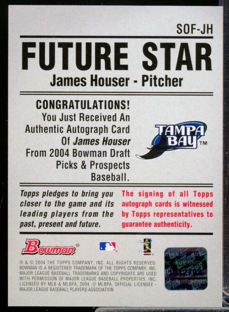 James Houser Card 2004 Bowman Signs of the Future Autograph #JH  Image 2