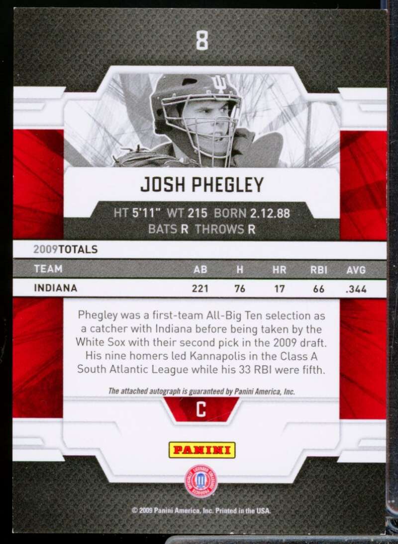 Josh Phegley 2009 Donruss Elite Extra Edition Autograph Turn of the Century #8  Image 2