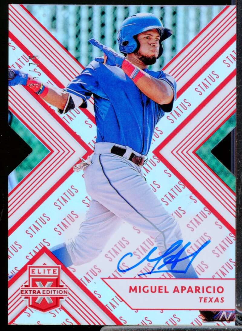 Miguel Aparicio /75 2018 Elite Extra Edition Autographs Status Die Cut Red #94  Image 1