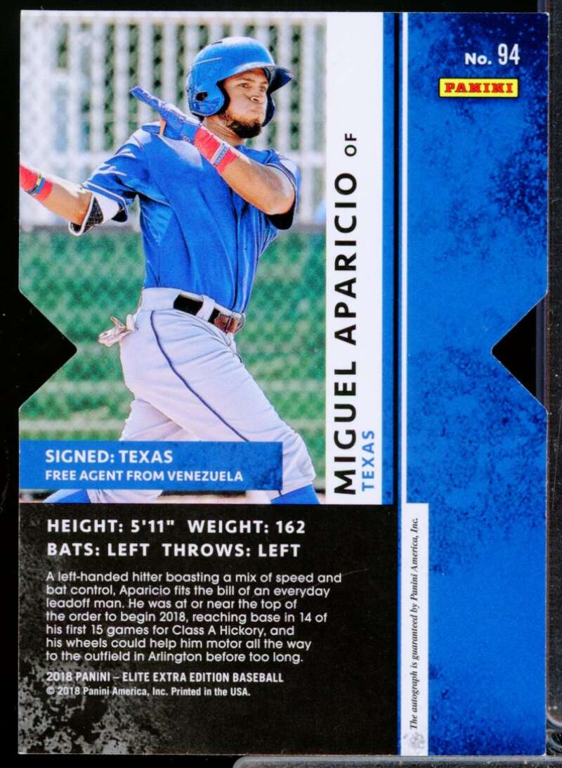 Miguel Aparicio /75 2018 Elite Extra Edition Autographs Status Die Cut Red #94  Image 2