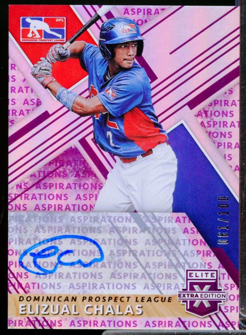 Elizual Chalas /100 2019 Elite Extra Edition Autographs Aspirations Purple #199  Image 1