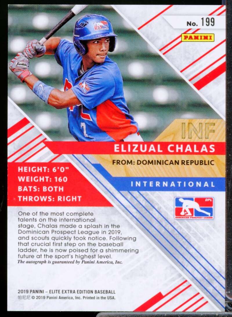 Elizual Chalas /100 2019 Elite Extra Edition Autographs Aspirations Purple #199  Image 2